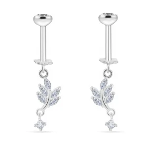 New Zirconia Curve Leaf Charm Helix Hanging